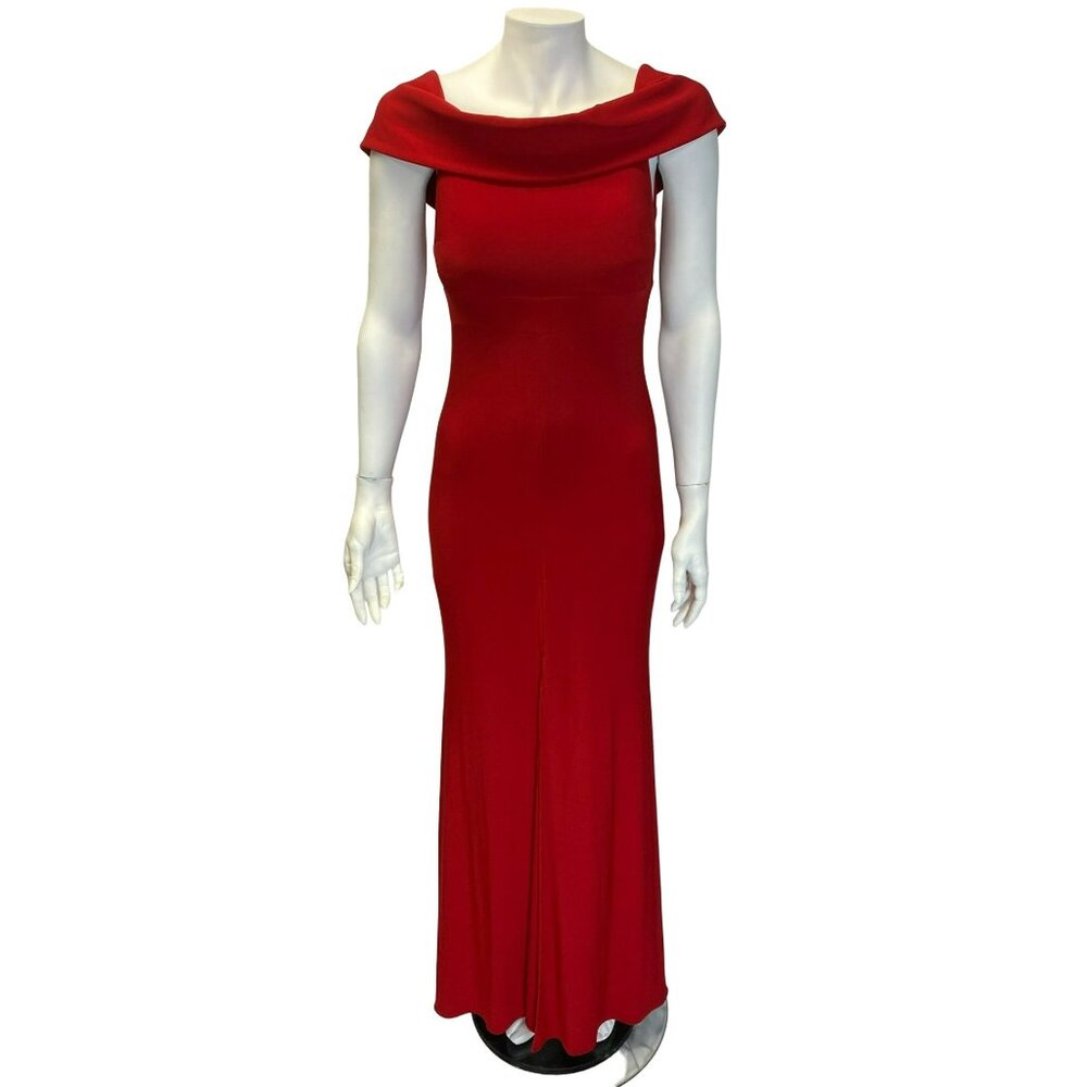 Anthropologie BHLDN Red Formal Dress Gown Sleeveless Long Drape Neck Elegant